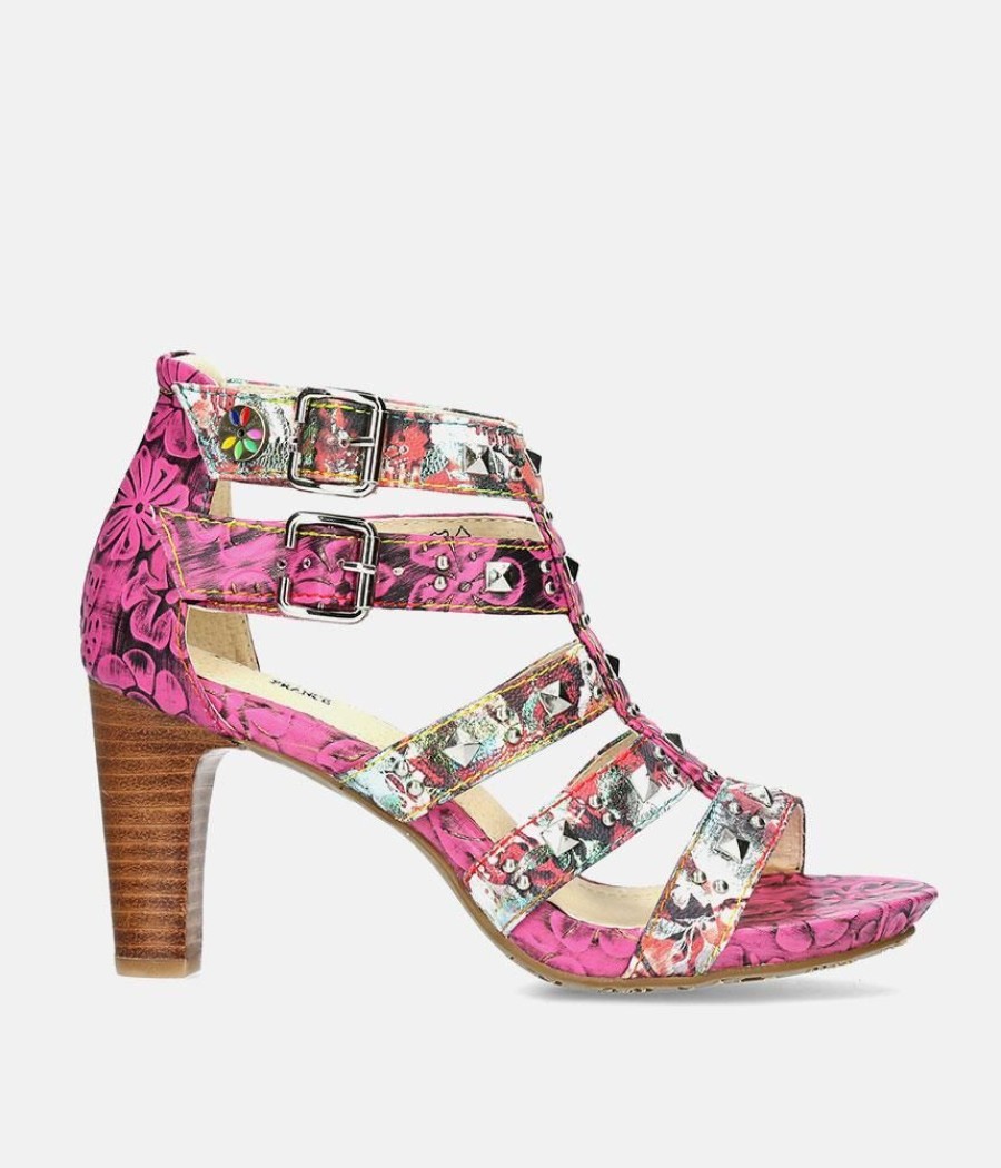 Laura Vita Laura Vita Fabulous Pink Block Heel Sandals Hot