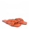 Belle & Lucy Trendy Braided Orange Flat Sandals New