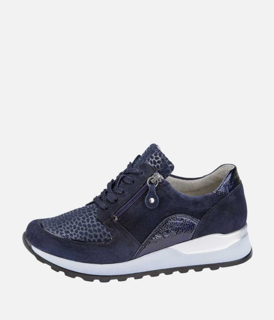 Waldlaufer Waldlaufer Fashionable Navy & Leopard Trainers Hot