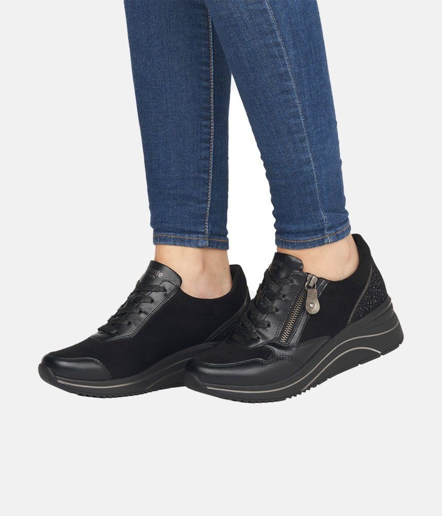 Remonte Remonte Dressy Black Wedge Sneakers Clearance