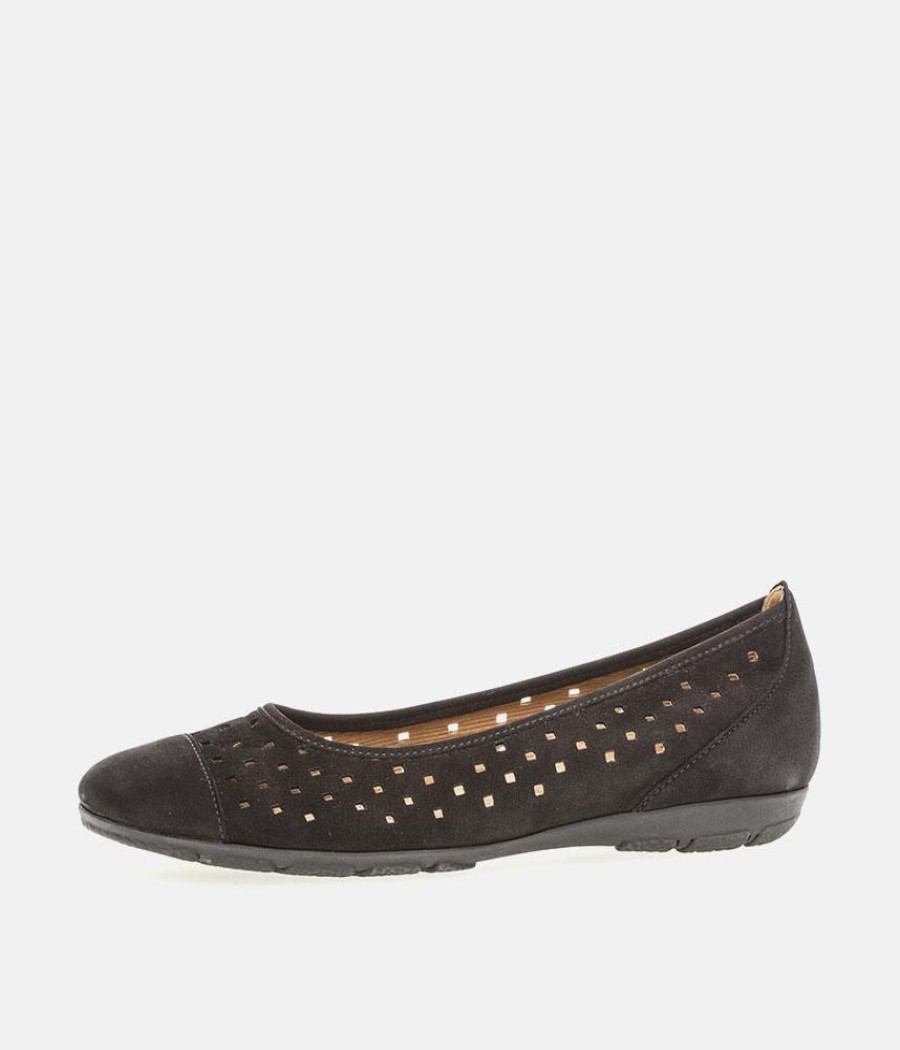 Gabor Gabor Versatile Black Laser Cut Ballerina Clearance