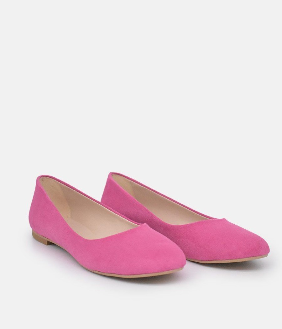 Belle & Lucy Pretty Pink Round Toe Suedette Ballet Flats Best