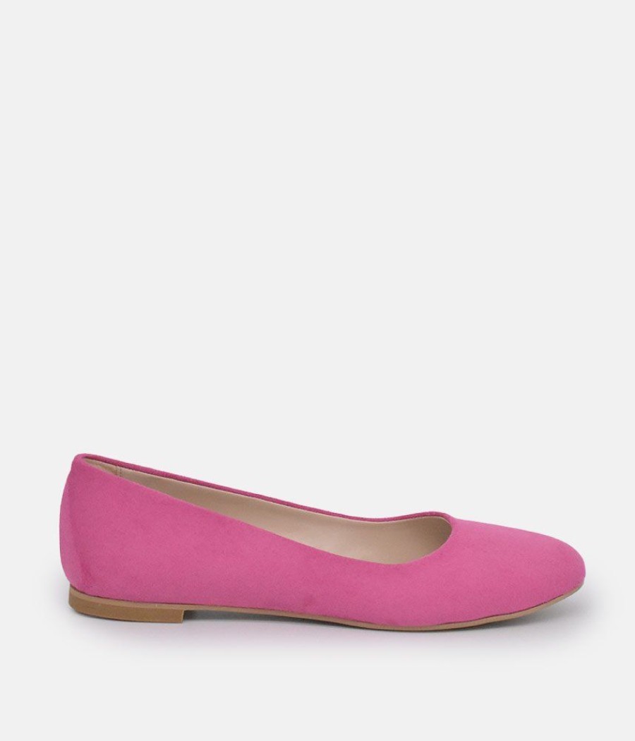 Belle & Lucy Pretty Pink Round Toe Suedette Ballet Flats Best