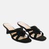 Andres Machado Chic Black Suedette Heeled Mule Sandals New