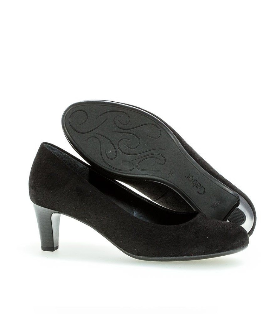 Gabor Gabor Classic Black Velour Heels Clearance