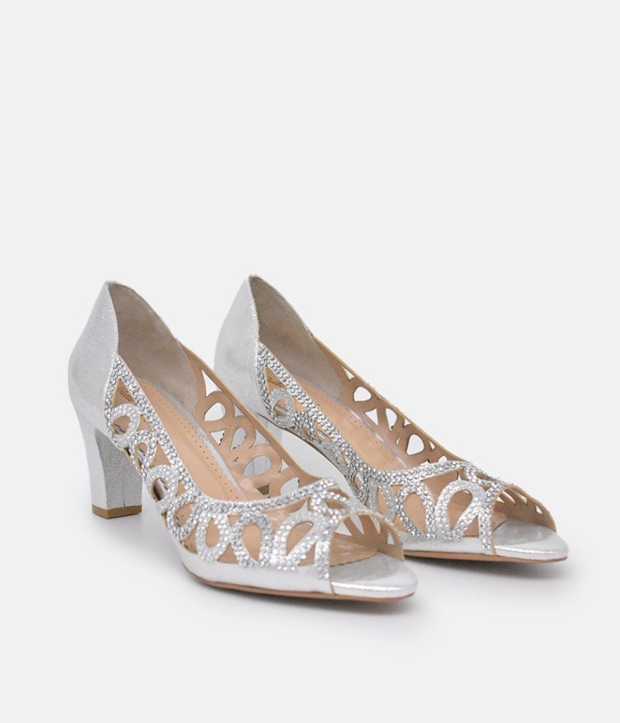 Belle & Lucy Belle & Lucy Gorgeous Silver Embellished Heels Hot