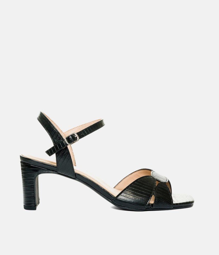 Andres Machado Gorgeous Black Block Heel Sandals Online