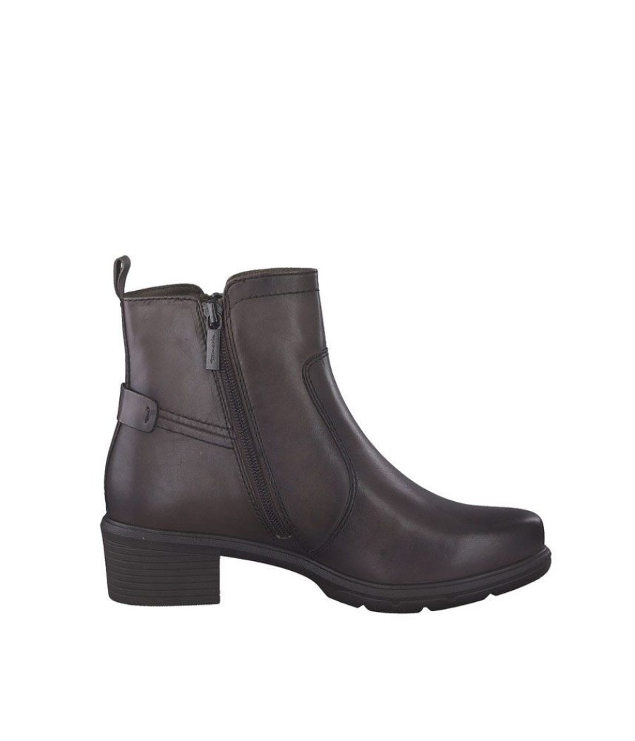 Tamaris Tamaris Brown Leather Block Heel Ankle Boots Best