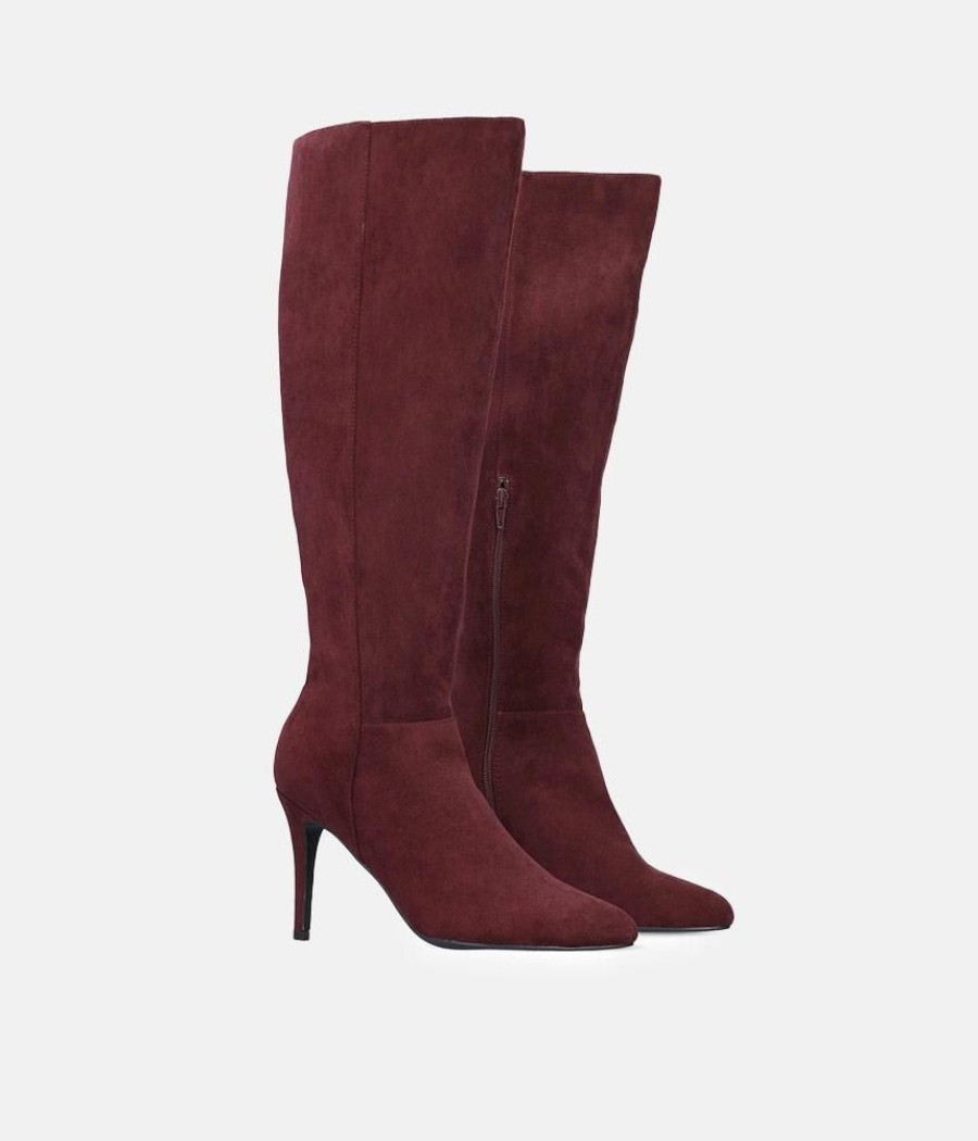 Andres Machado Sky High Burgundy Stiletto Heel Long Boots New