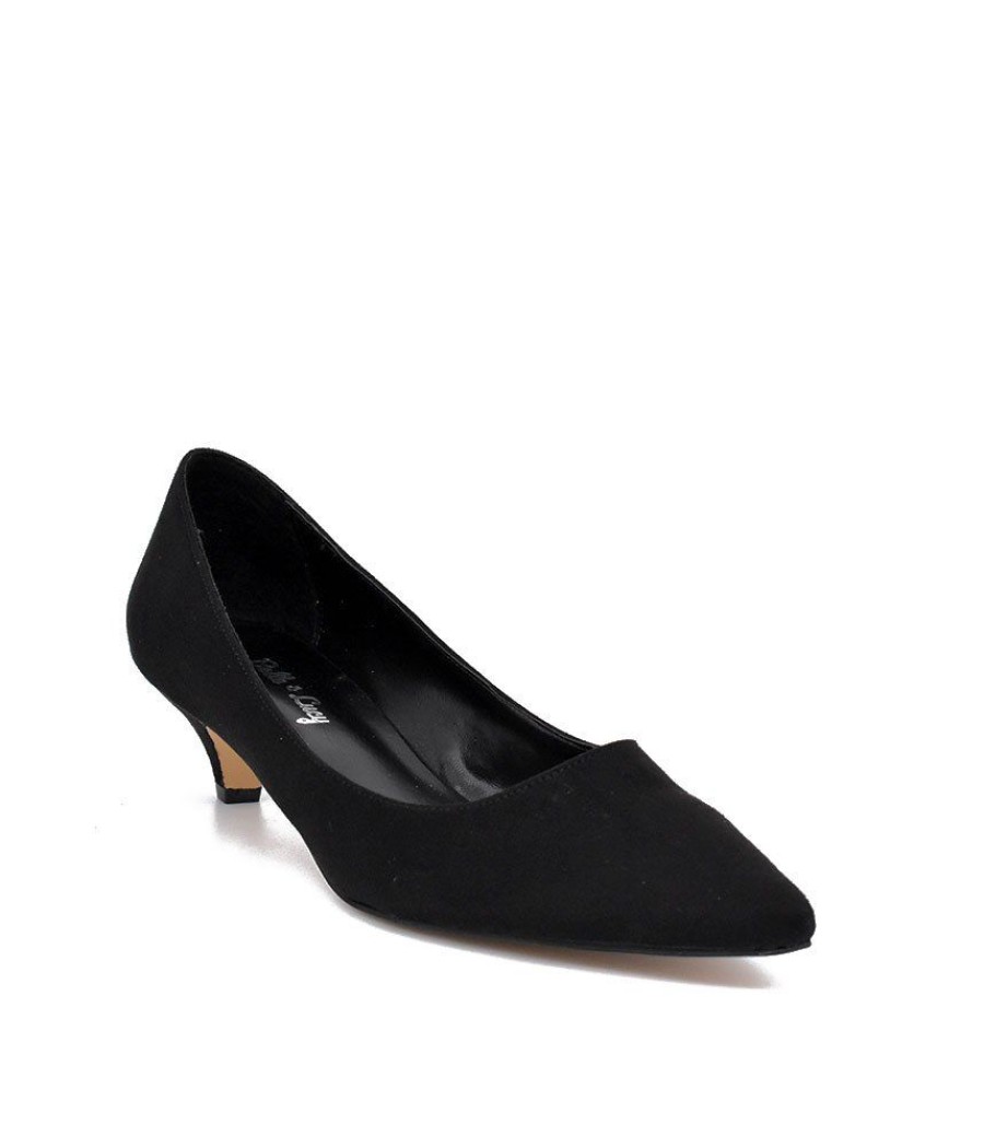 Belle & Lucy Classic Black Suedette Kitten Heels Best