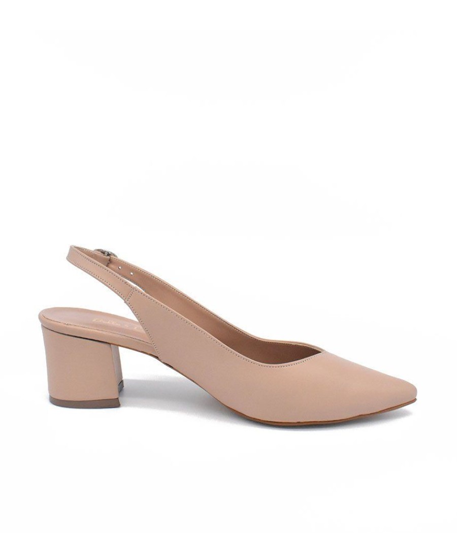 Belle & Lucy Stylish Beige Slingback Block Heels Hot