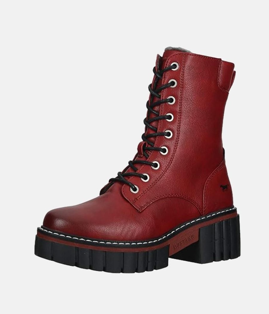 Mustang Mustang Red Platform Ankle Boots Wholesale