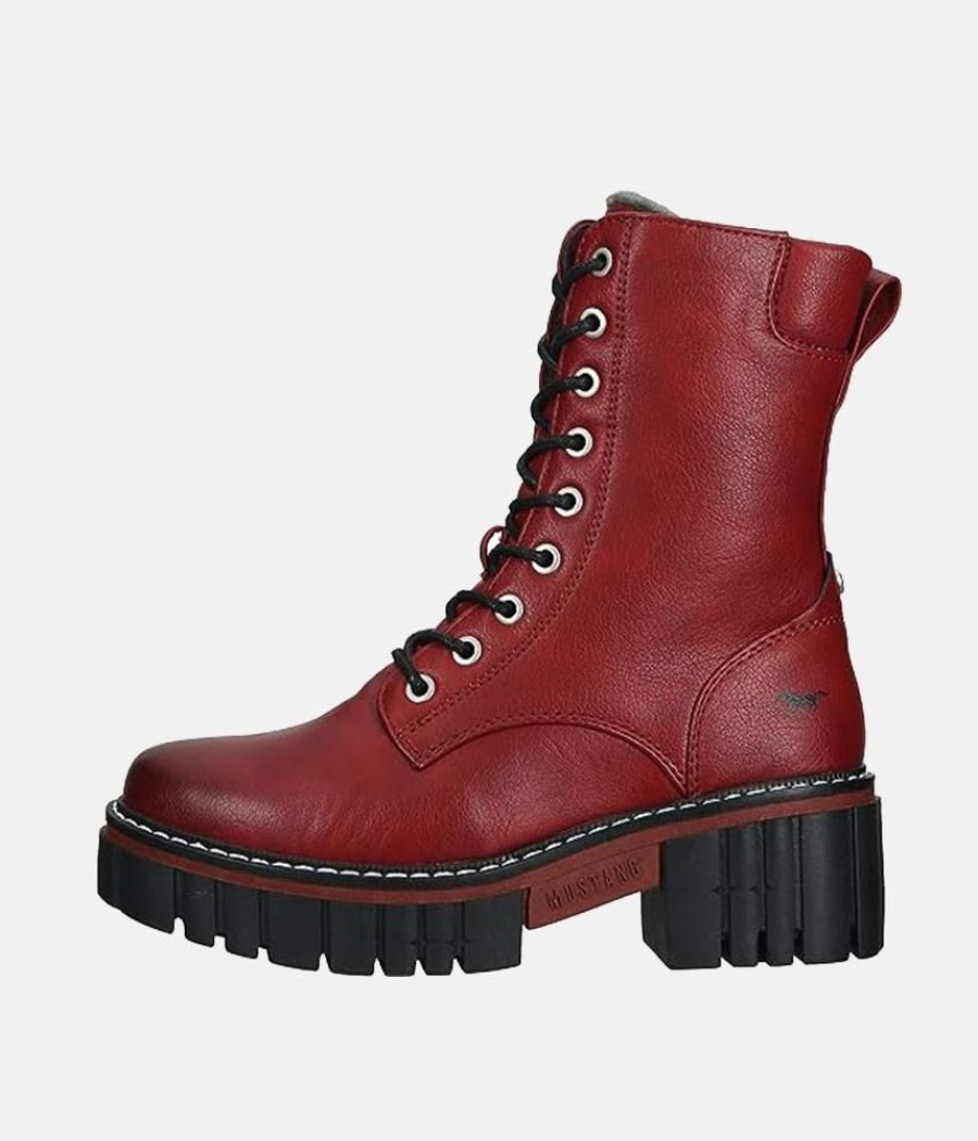 Mustang Mustang Red Platform Ankle Boots Wholesale