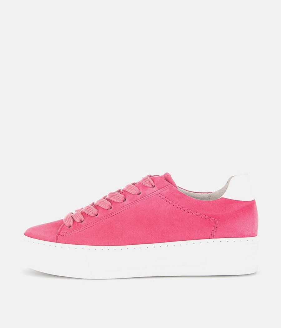 Gabor Gabor Trendy Pink Suede Platform Trainers Clearance