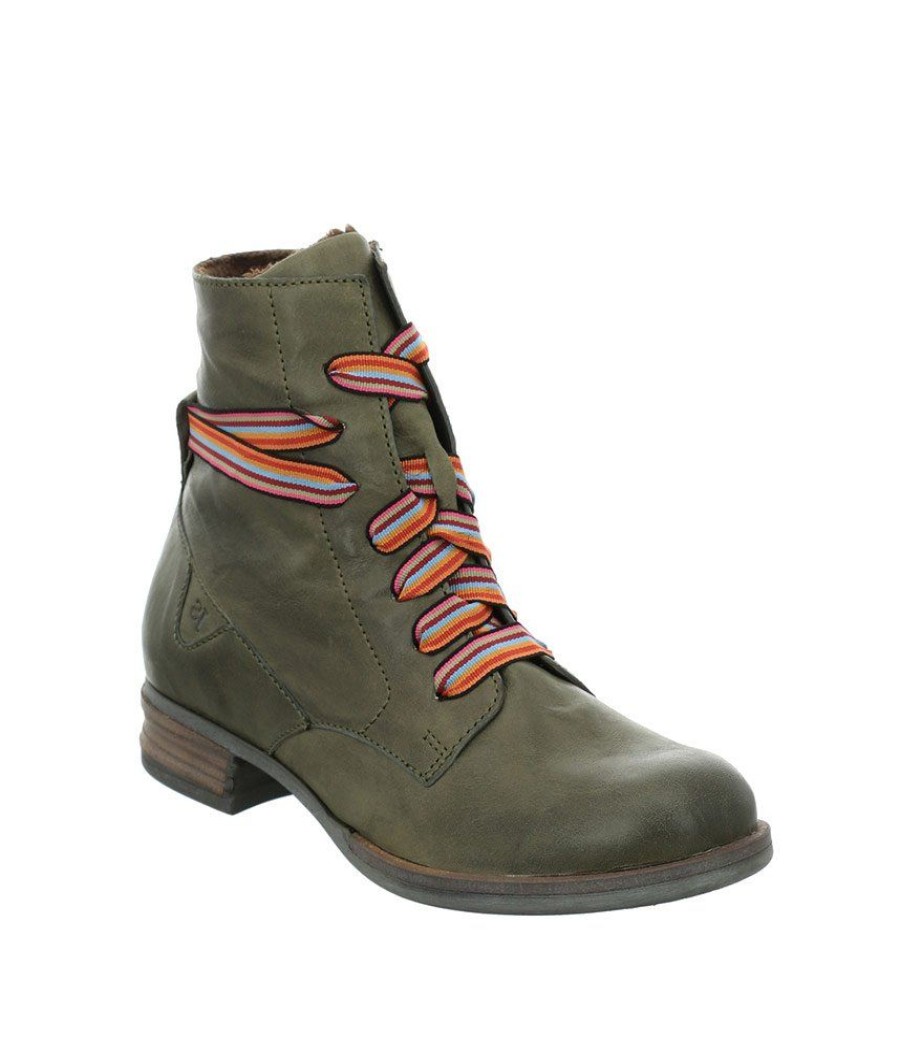 Josef Seibel Josef Seibel Trendy Olive Green Lace Up Combat Boots Online