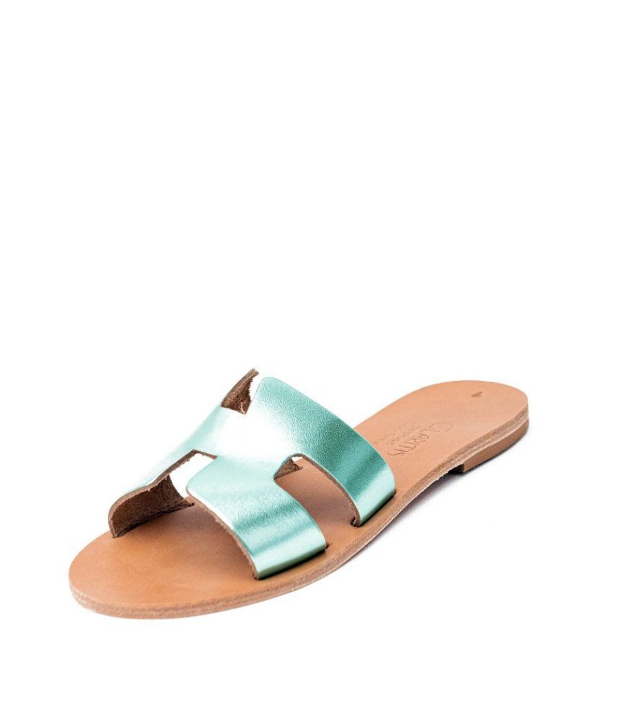 Glaritis Glaritis Classic Metallic Green Daphne Sandals Clearance