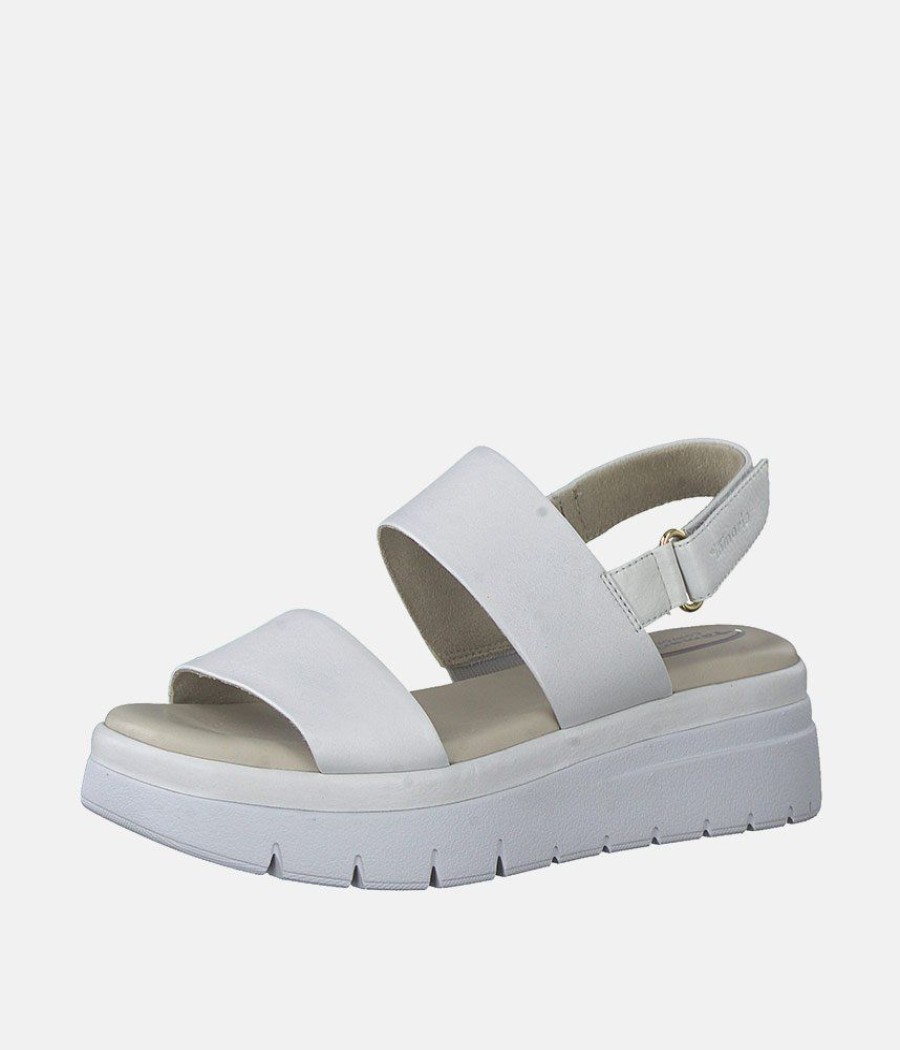 Tamaris Tamaris Comfort Fit Off-White Wedge Sandals New