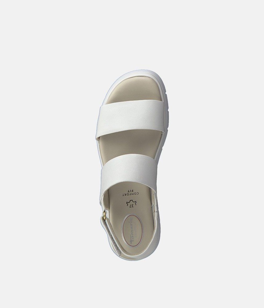 Tamaris Tamaris Comfort Fit Off-White Wedge Sandals New