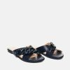 Andres Machado Stylish Navy Link Detail Mule Sandals New