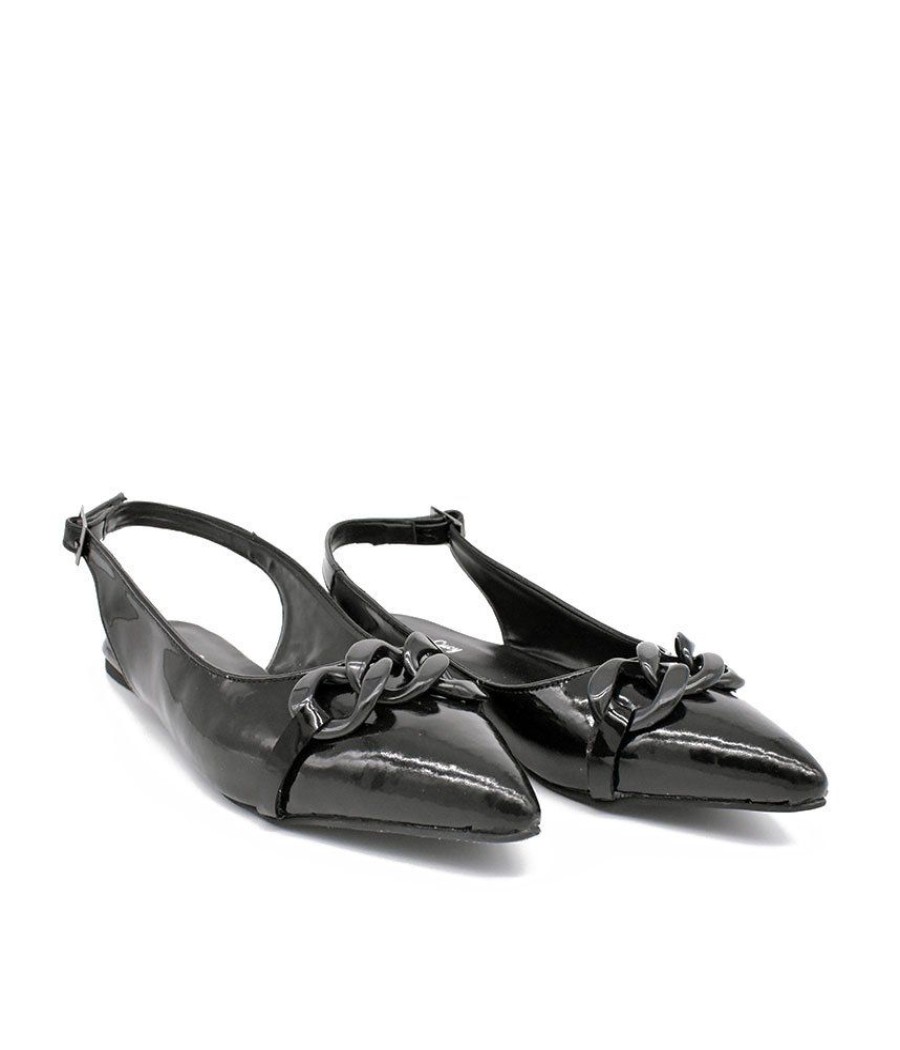 Belle & Lucy Stylish Black Patent Slingback Flats Online