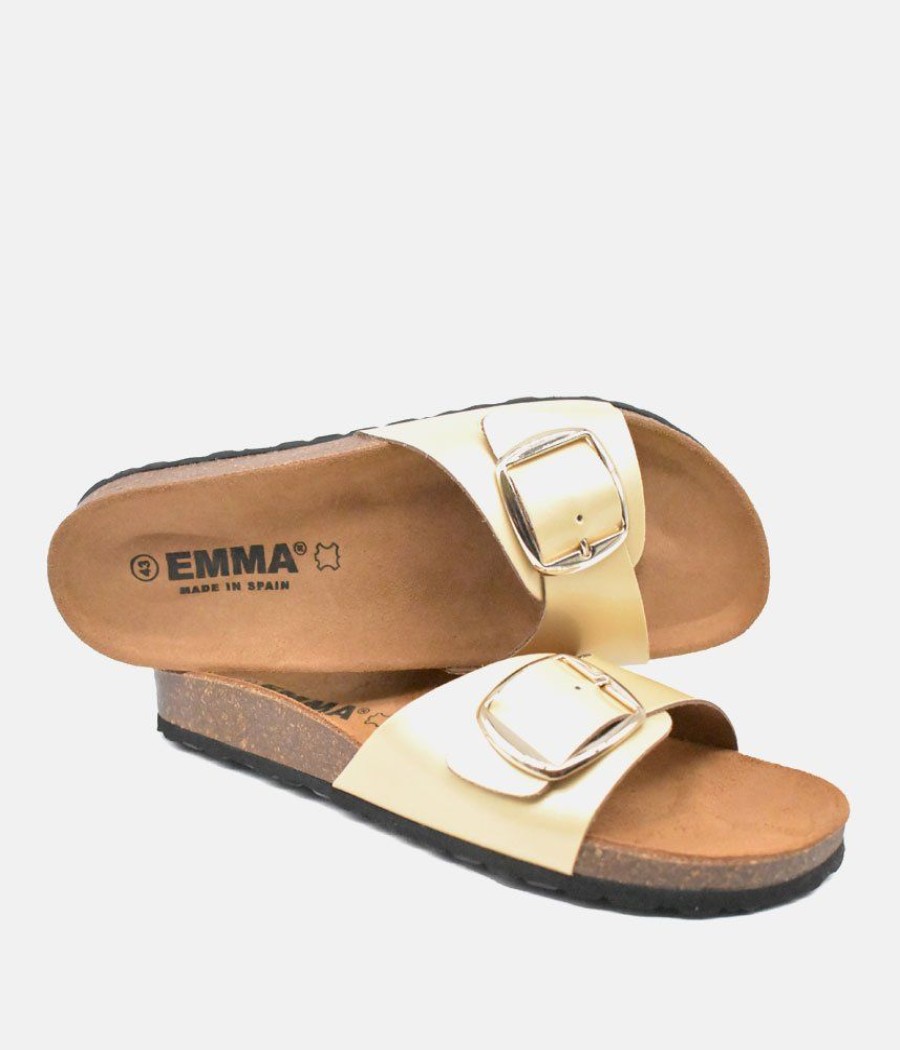 Emma Versatile Chic Gold Leather Slides Hot