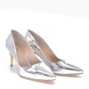 Belle & Lucy Fabulous Metallic Silver Stiletto Heels New