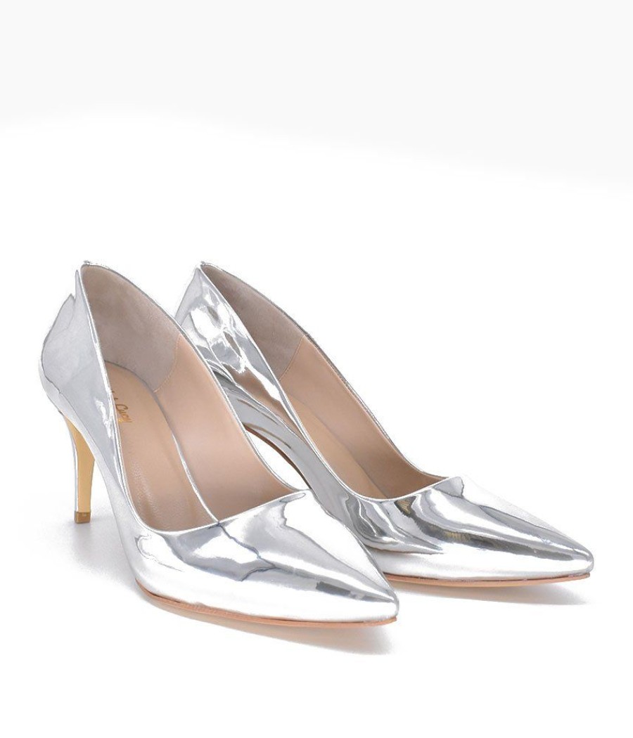 Belle & Lucy Fabulous Metallic Silver Stiletto Heels New