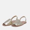 Ria Ria Glam Metallic Woven Champagne Abarca Sandal New