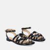 Andres Machado Strappy Black Flat Sandals Best