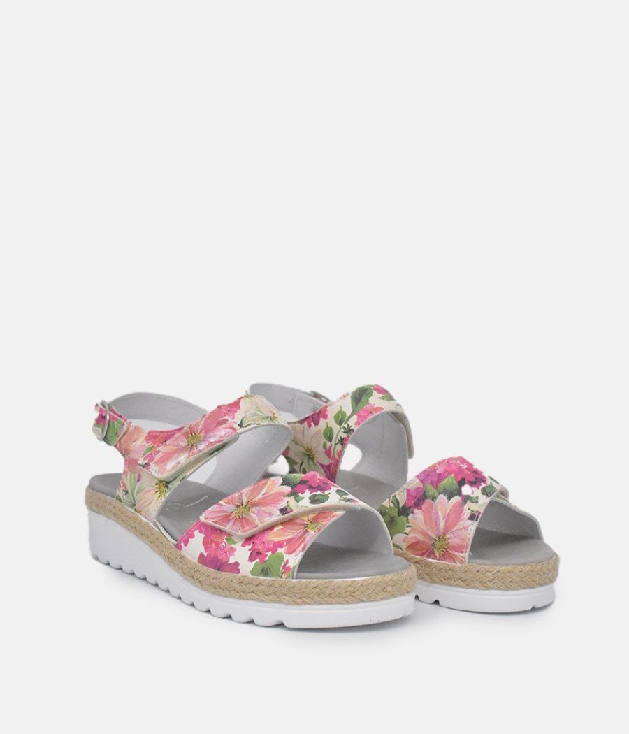 Semler Semler Pretty Pink Floral Wedge Sandals Clearance