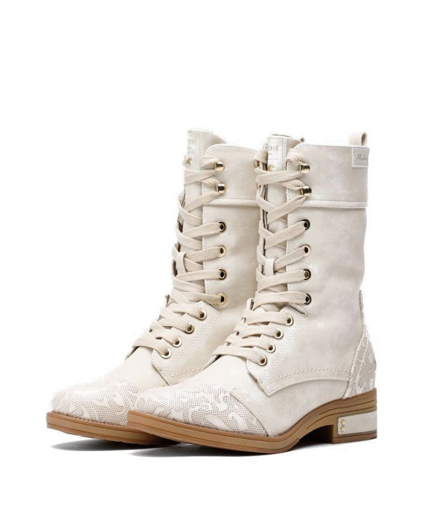 Mustang Mustang Stylish Ice White Midi Boots New