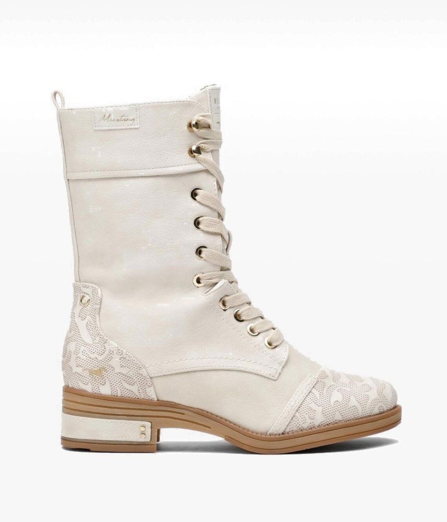 Mustang Mustang Stylish Ice White Midi Boots New