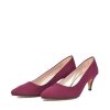 Belle & Lucy Belle & Lucy Stylish Burgundy Suede Midi Heels Hot