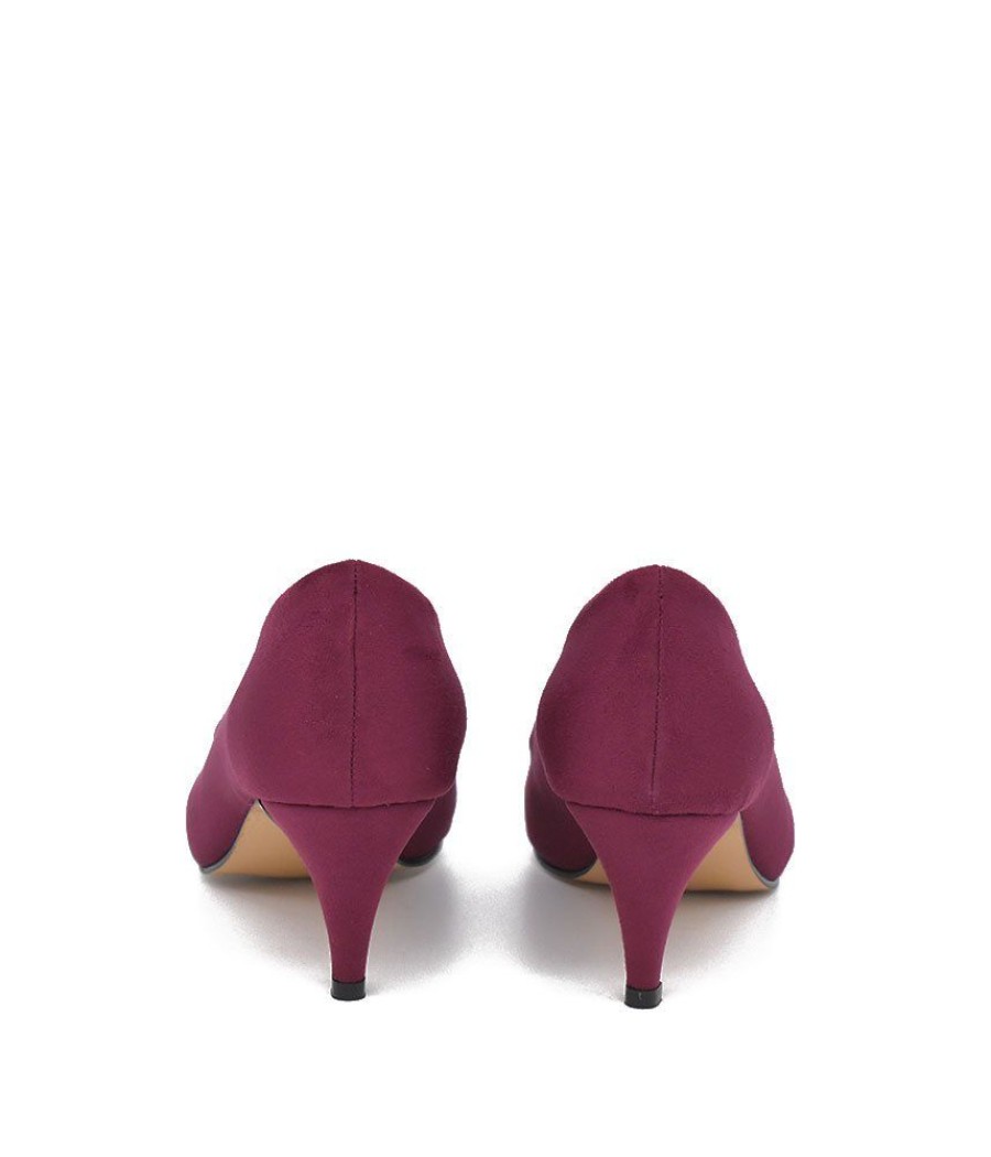 Belle & Lucy Belle & Lucy Stylish Burgundy Suede Midi Heels Hot