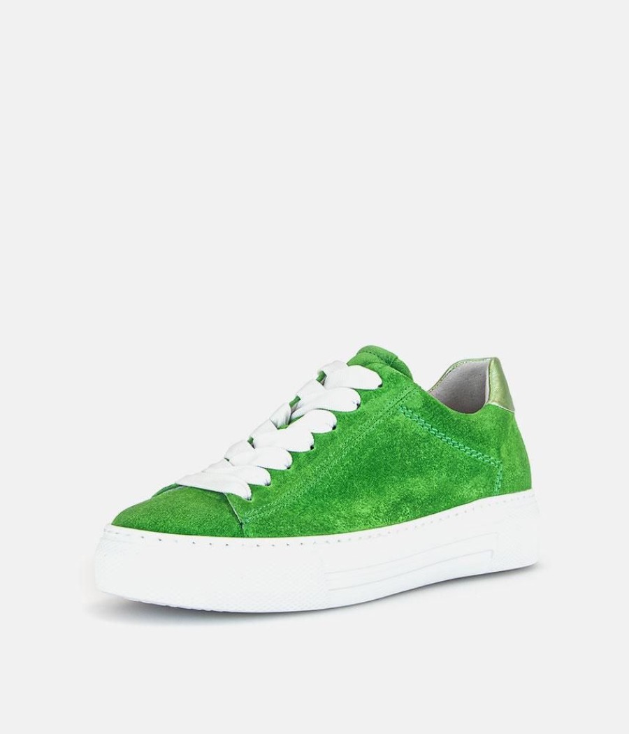 Gabor Gabor Trendy Green Suede Platform Trainers Online