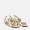 Bottega Bottega Gold Embellished Block Heel Sandal Wholesale