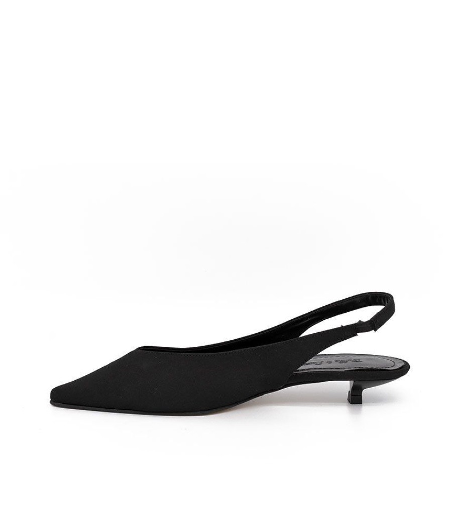 Belle & Lucy Minimal Black Micro Low Slingback Heels Best