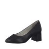 Tamaris Tamaris Stylish Black Leather Block Heels Clearance