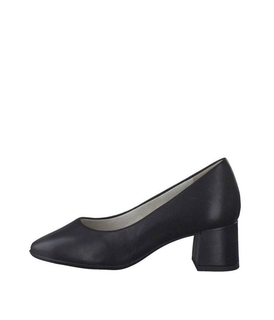 Tamaris Tamaris Stylish Black Leather Block Heels Clearance