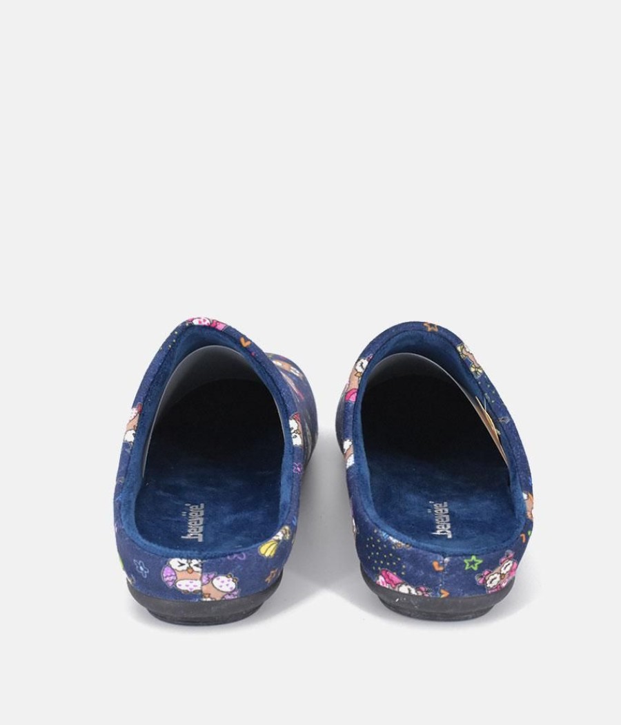 Berevere Cute Navy Multi Owl Slippers Online