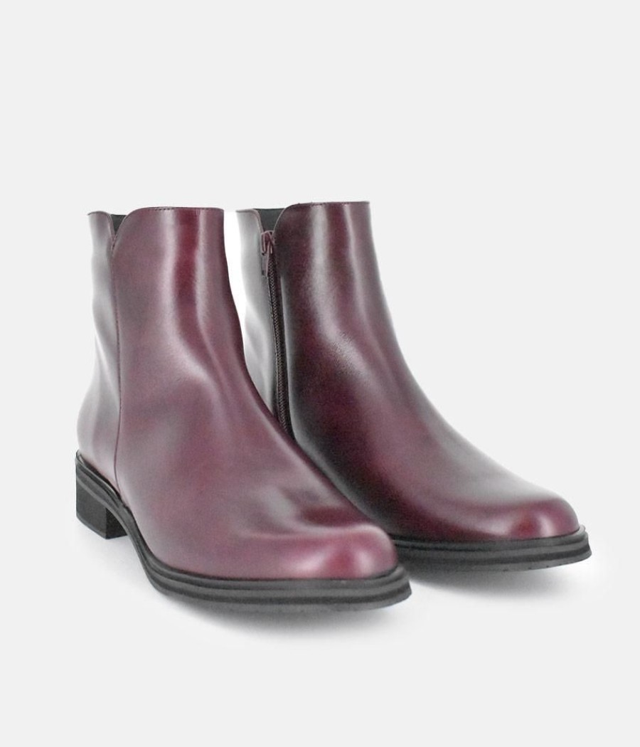 PieSanto Piesanto Stylish Burgundy Leather Ankle Boots Online