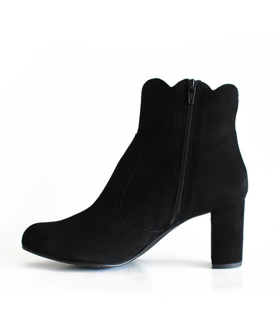 Cinderella Shoes Gorgeous Black Suede Love Heart Ankle Boots Clearance