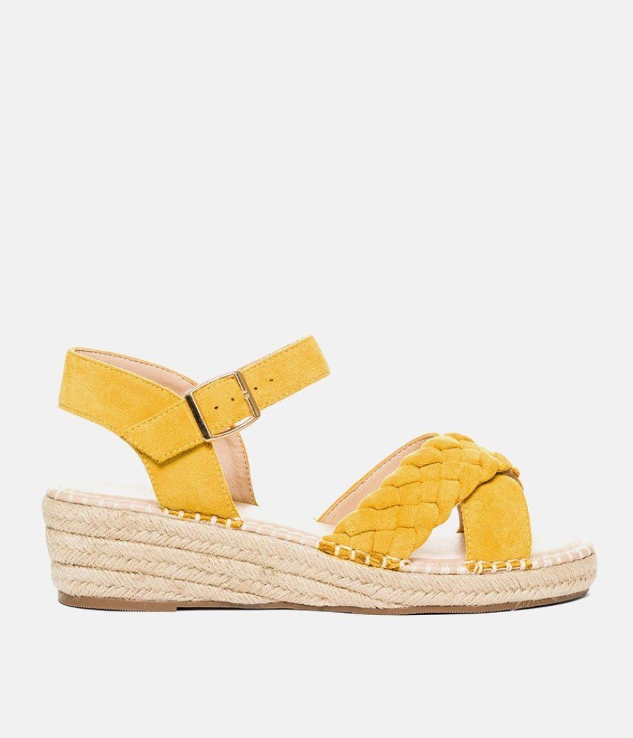 Andres Machado Stylish Sunshine Suedette Midi Wedges Clearance