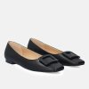 Andres Machado Stylish Black Buckle Ballet Flats Clearance