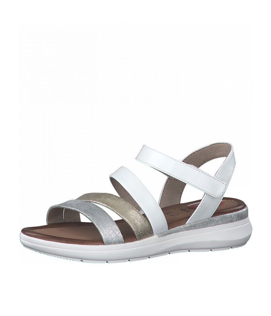 Jana Jana Strappy White Combi Wedge Sandals Best