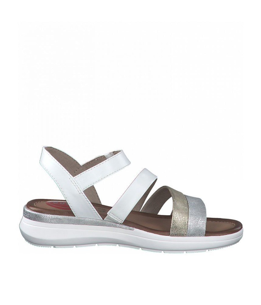 Jana Jana Strappy White Combi Wedge Sandals Best