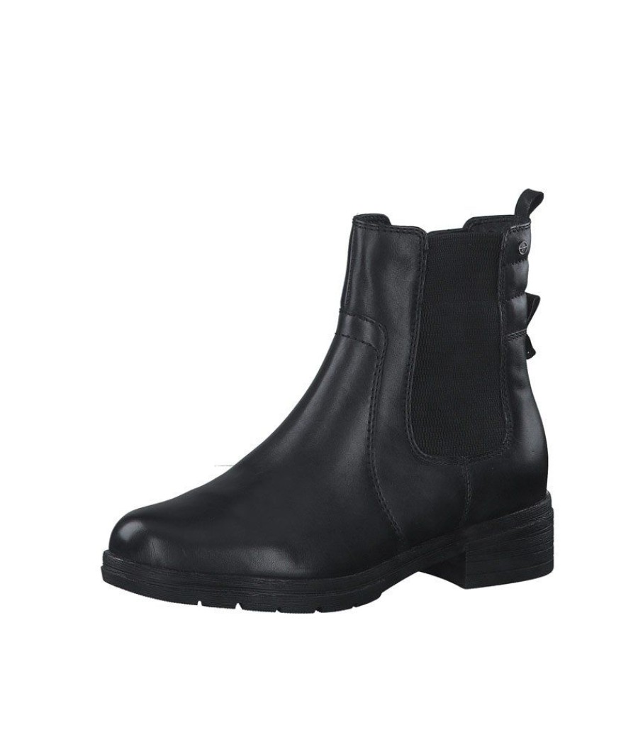 Tamaris Tamaris Black Leather Chelsea Style Ankle Boots Hot