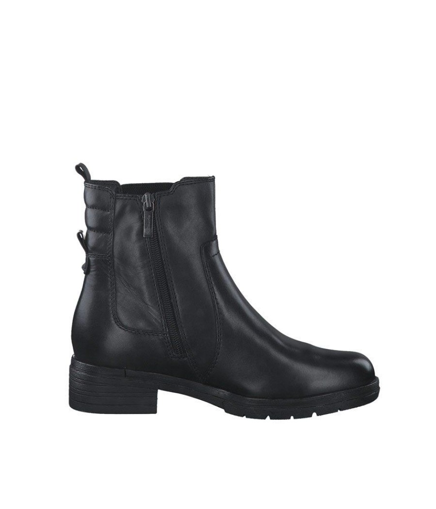 Tamaris Tamaris Black Leather Chelsea Style Ankle Boots Hot