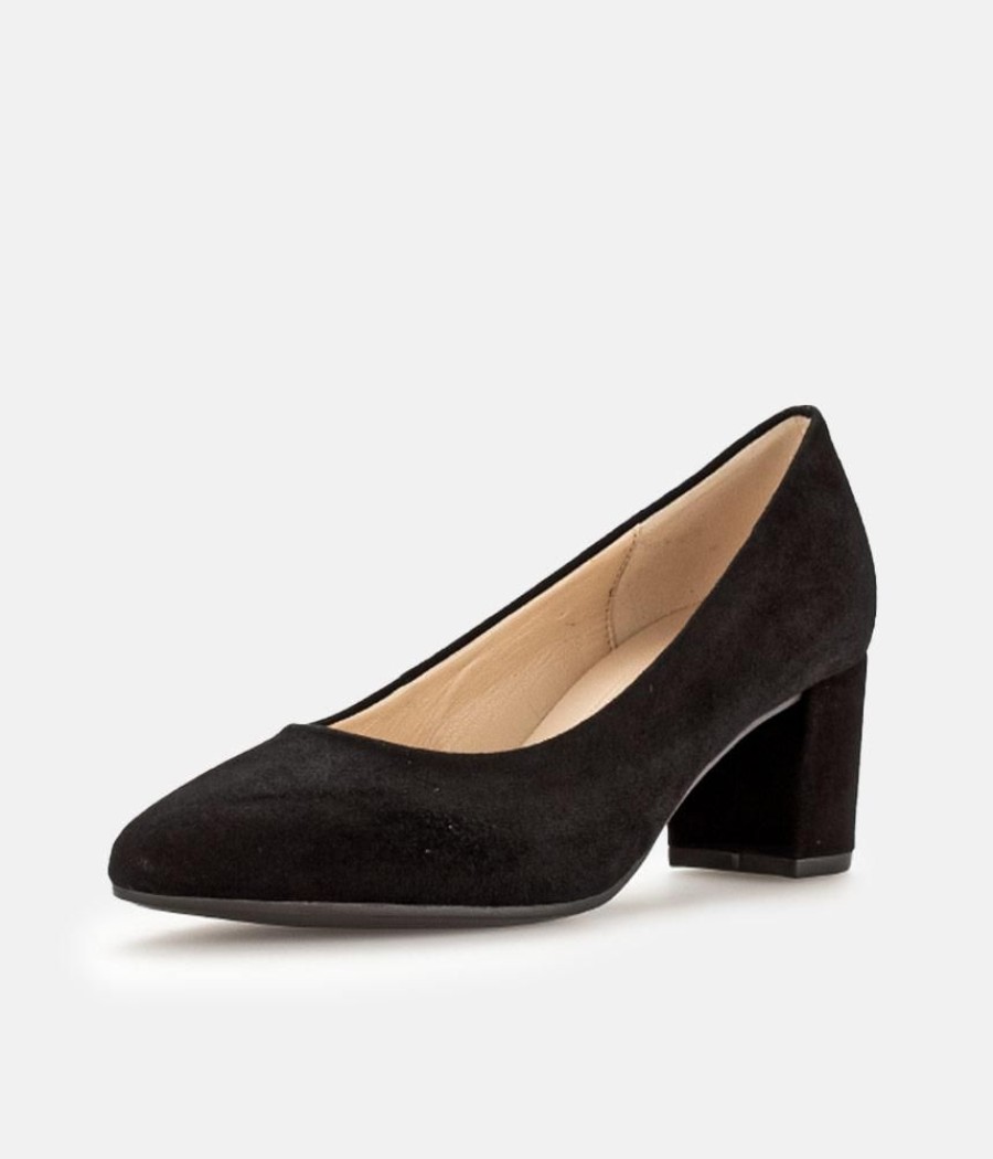 Gabor Gabor Plush Black Suede Block Heels Hot