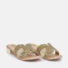 Bottega Bottega Gold/Green Leather Embellished Slip On Sandal Best